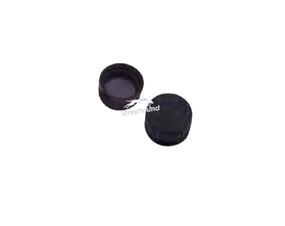Picture of 18mm Polypropylene Solid Top Screw Cap (Black) with Grey Butyl Septa, 3mm, (Shore A 48)